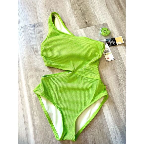 NWT MICHAEL MICHAEL KORS  ONE SHOULDER SIDE CUT OUT ONE PIECE WOMEN SWIMSUIT -Li - Picture 5 of 11